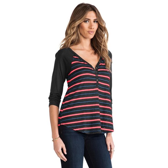 Anthropologie Splendid Mediterranean Striped Henley Top - sz XS - Picture 2 of 9